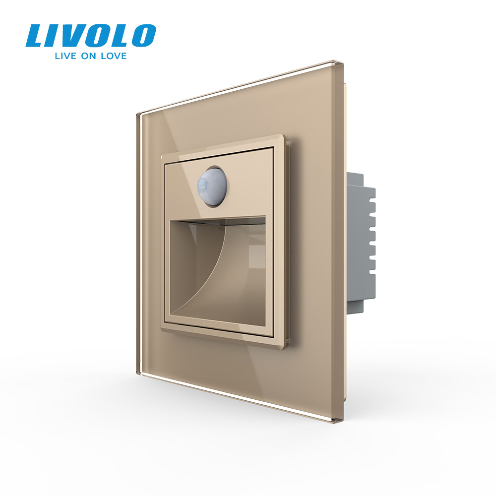 Cвітильник автоматичний для сходів підлоги датчик руху темряви, золотий, 2700K, 220В, 0.35Вт, огляд 120°, затримка 40с, дальність 4м LIVOLO (VL-C7FCL- Коломия - фото 1