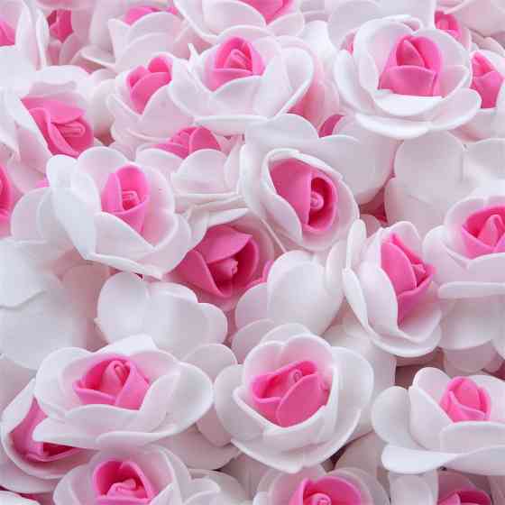 Головки квітів для рукоділля 50 штук 3 см біло-малиновий Київ