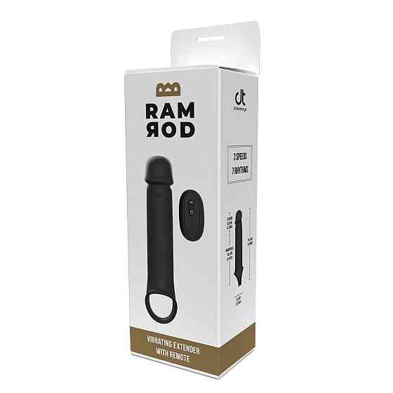 Вибронасадка на член удлиняющая DreamToys Ramrod с дистанционным управлением, черная Sex Aura Киев