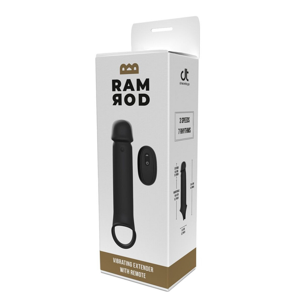 Вибронасадка на член удлиняющая DreamToys Ramrod с дистанционным управлением, черная Sex Aura Киев - изображение 6
