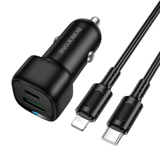 Автомобільний зарядний пристрій BOROFONE BZ34B Cloud PD38W(1C1A) car charger set(C to iP) Black Одеса