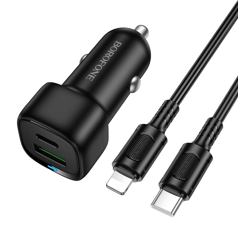 Автомобильное зарядное устройство BOROFONE BZ34B Cloud PD38W(1C1A) car charger set(C to iP) Black Одесса - изображение 1