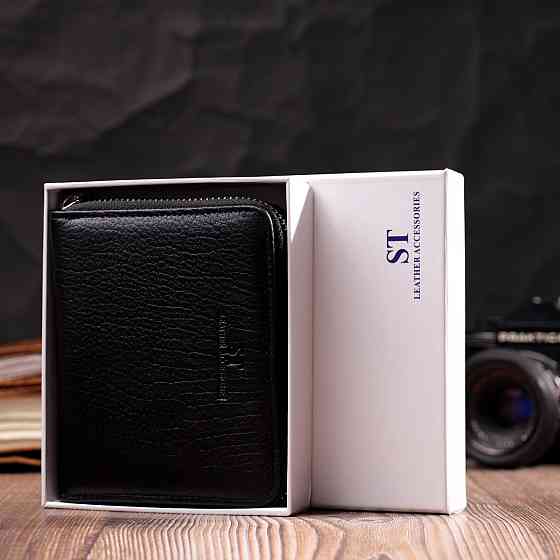 Відмінний жіночий гаманець з натуральної шкіри ST Leather 22449 Чорний Київ