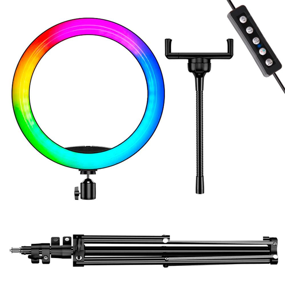 Кольцевая лампа RGB 26 см, от USB, MJ260 + Подарок Штатив для лампы 0,66-2 м + Пульт для селфи Bluetooth Киев - изображение 4