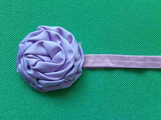 Повязка детская с розочкой сиреневая - цветок 8см, окружность 36-52см Киев