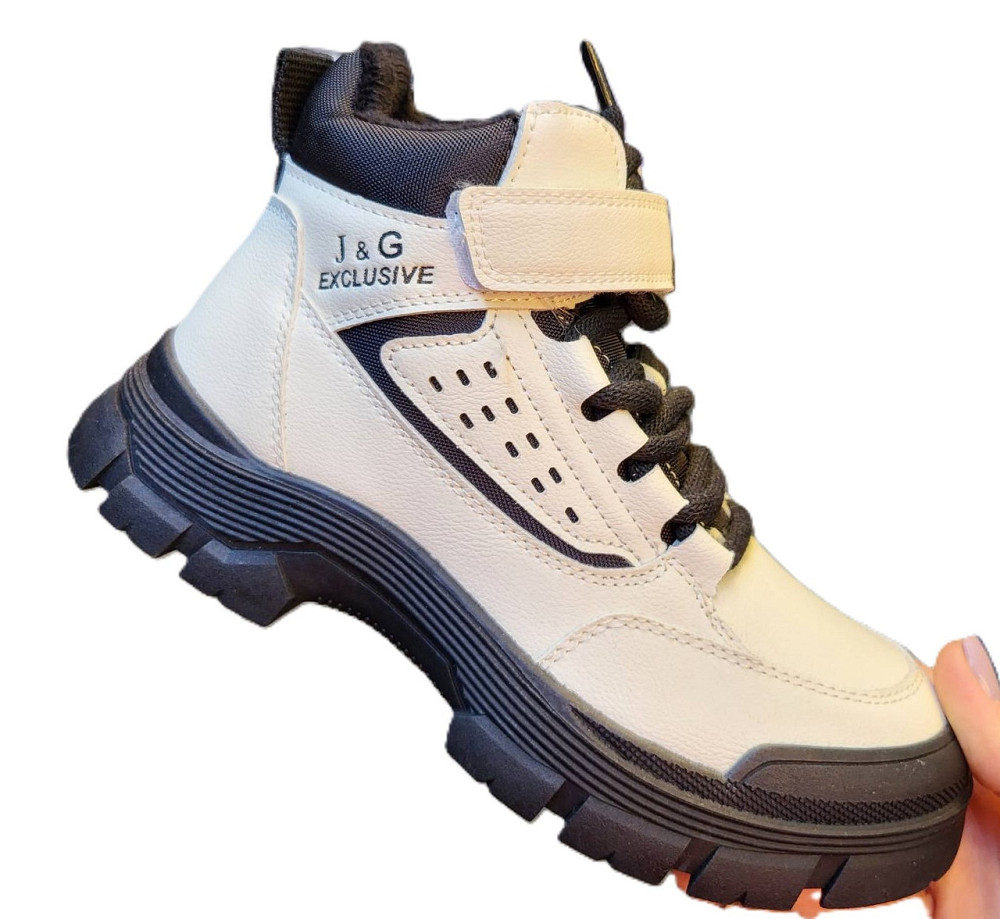 Детские демисезонные белые ботинки для девочек на флисе 32,34,36 Николаев - изображение 1