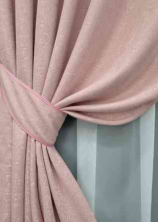 Комплект готовых штор VR-Textil Лен № 1737ш Розовый 100х270 см 2 шт (31-807) Киев