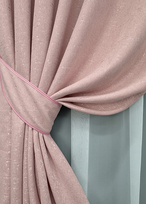 Комплект готовых штор VR-Textil Лен № 1737ш Розовый 100х270 см 2 шт (31-807) Киев - изображение 5