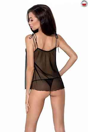 Пеньюар прозорий MELANIA CHEMISE black S/M - Passion Sex Aura Київ