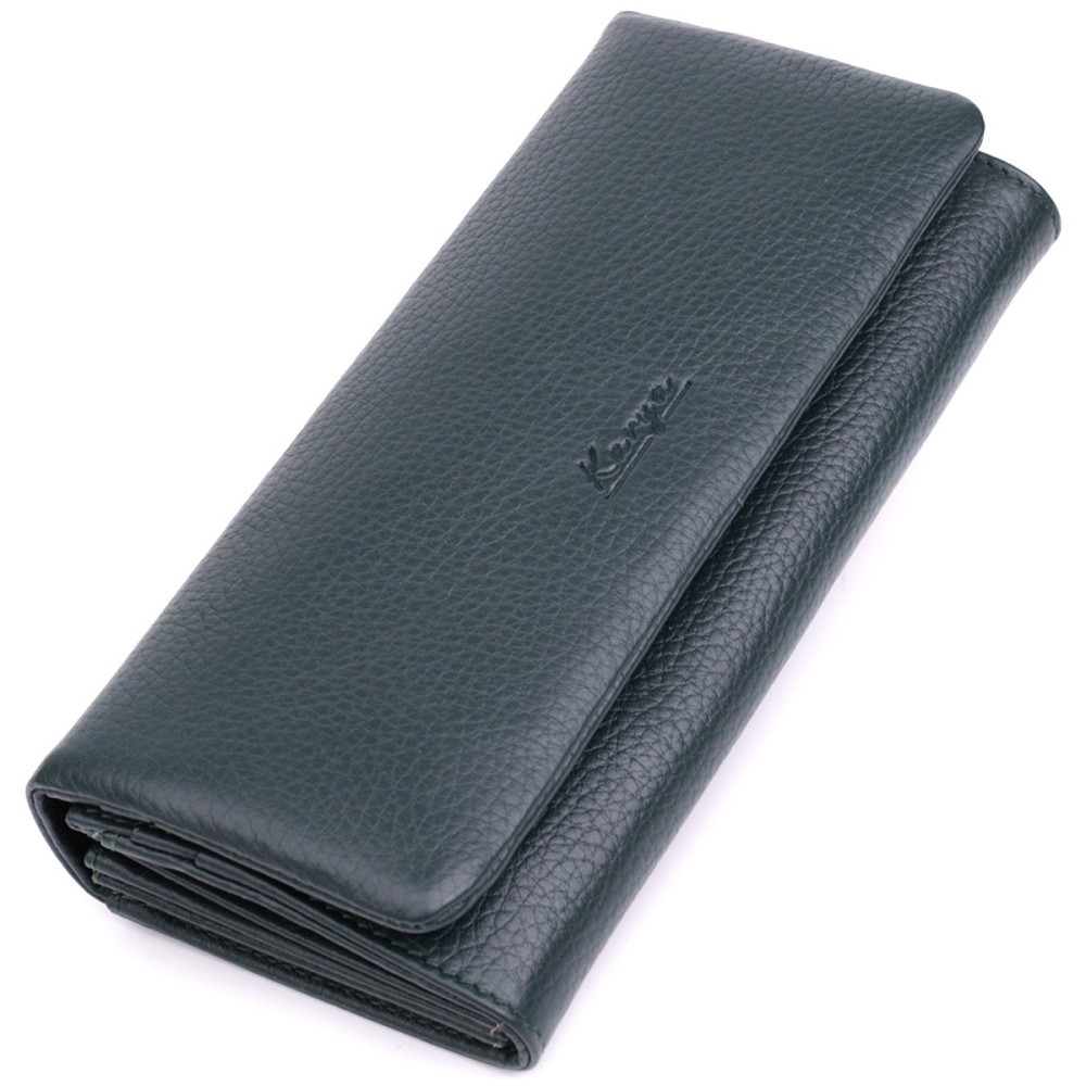 Горизонтальний жіночий гаманець з натуральної шкіри KARYA 22852 Зелений Київ - фото 1