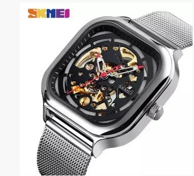 Чоловічий механічний годинник Skmei 9184 скелетон (Сріблястий) Вінниця - фото 3