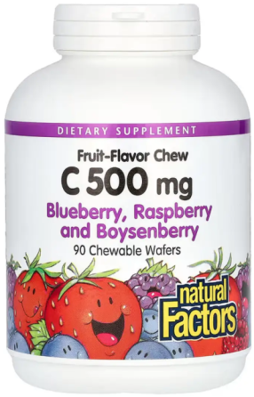 Витамин С Natural Factors Vitamin C 500mg 90 жев таб ягодный Киев