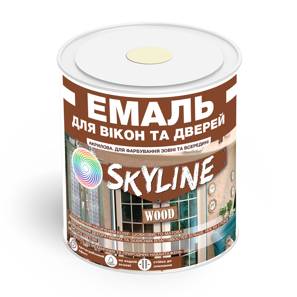 Акрилова емаль для вікон та дверей SkyLine Wood без запаху, з протигрибковим ефектом, слонова кістка, 0.75 л Харків - фото 9