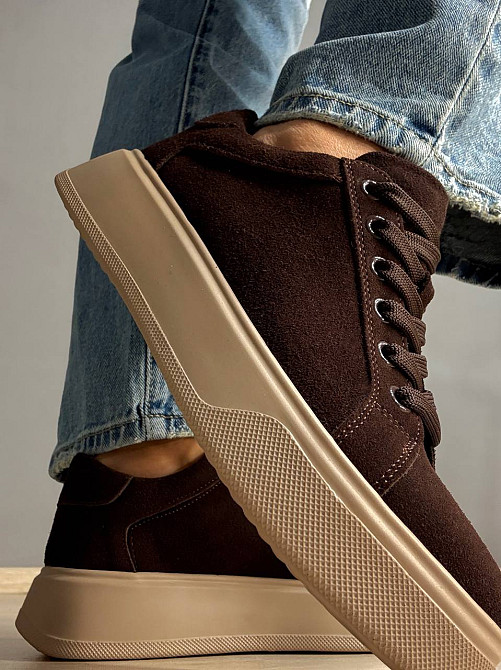 Кеды женские Hengji 85-12 натуральный замш на платформе коричневые, 38, 24,5 см Одесса - изображение 2