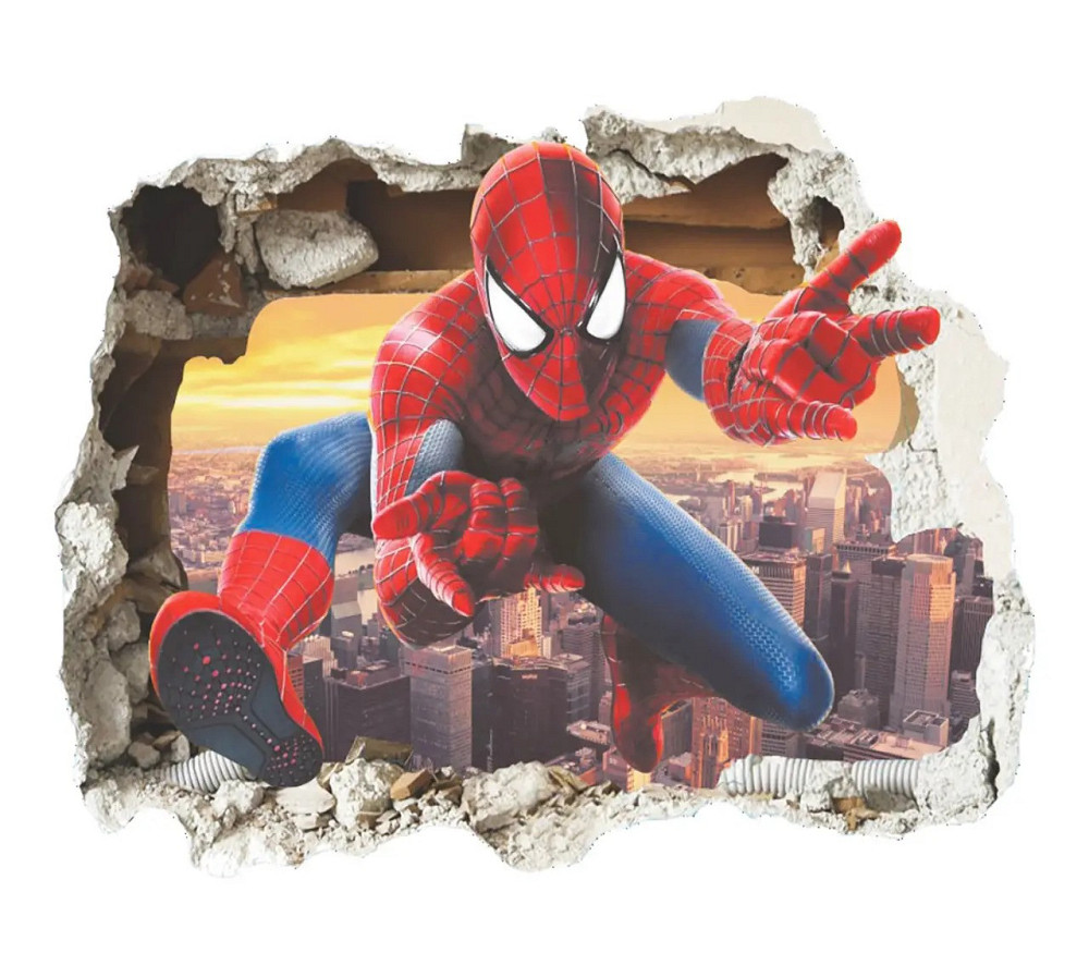 Наклейка вінілова дитяча «Людина-Павук» для дитячої кімнати хлопчиків з 3D ефектом 50х70 см Кам'янець-Подільський - фото 6
