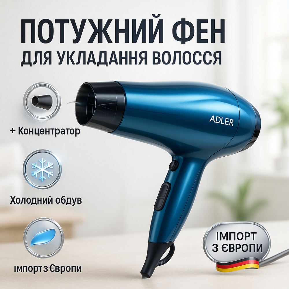 Классический фен для сушки и укладки волос, Фен для укладки волос с функцией ионизации BK-54 Львов - изображение 8