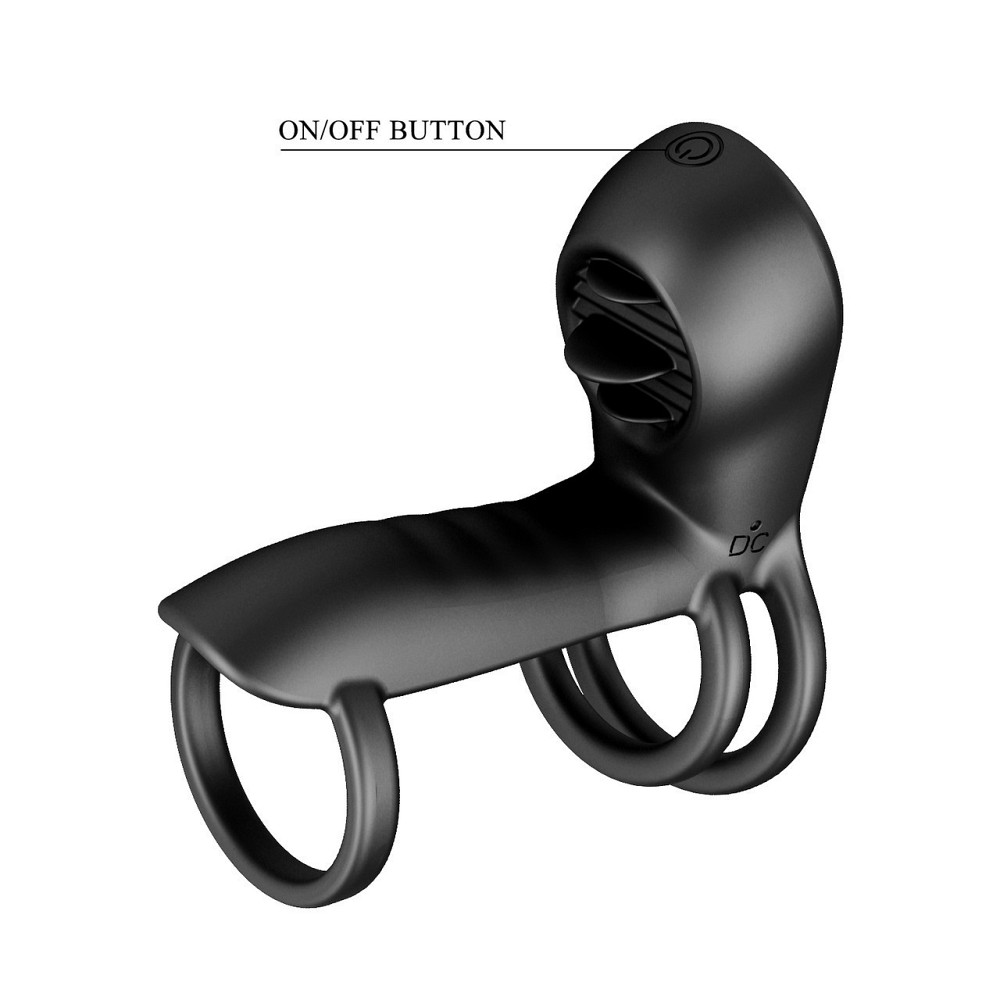 Насадка на член - Pretty Love Vibrating Penis Sling Jammy Black Sex Aura Київ - фото 8