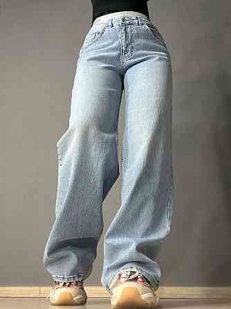 Джинсы женские I8 51896 BAGGY jeans резинка надпись широкие от бедра палаццо, голубой, 25, 25, 66 см Одесса
