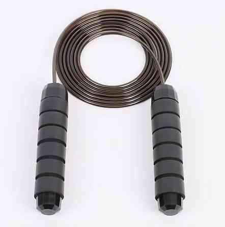 Скакалка, гімнастична, швидкісна для кросфіту з підшибниками, сталевий трос довжина 3 м, чорна Кам'янець-Подільський