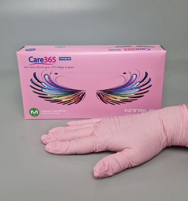 Рукавиці Нітрил Рожевий (100 шт.) розмір М "CARE 365" (1 пачка) Харків - фото 1