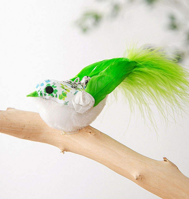 Игрушка для котика на палочке птичка с колокольчиком на присоске 90 см салатовый Киев - изображение 3