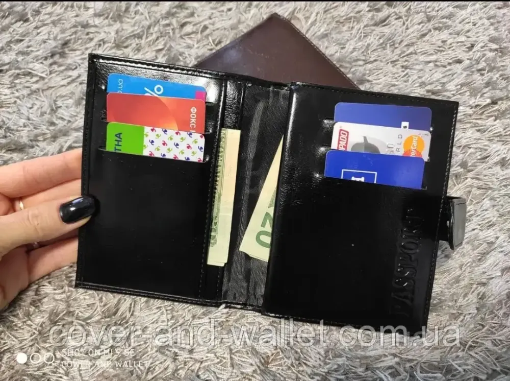 Портмоне обложка для паспорта и автодокументов черного цвета P.T.K Киев - изображение 4