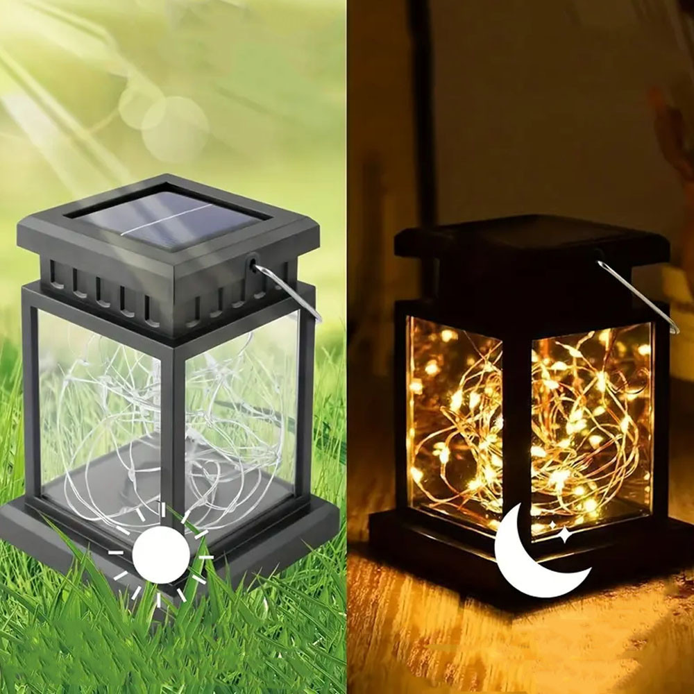 Вуличний світильник на сонячній батареї 12,5х9см, Теплий білий / Садовий ліхтар підвісний / Ліхтар для саду Київ - фото 2