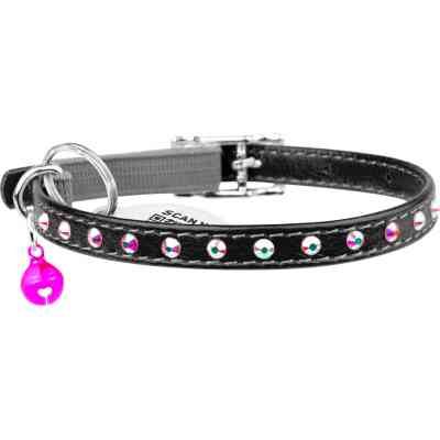 Нашийник для тварин WAUDOG GLAMOUR з резинкою і стразами для кішок (чорний) (32541) Вінниця