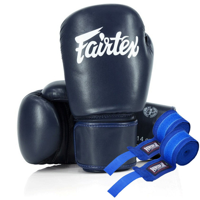 Боксерські рукавиці Fairtex BGV27 Blue 12 унцій (бинти в комплекті) Кам'янське - фото 1