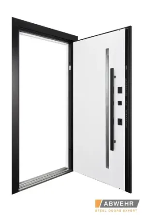 Вхідні двері з терморозривом Abwehr Termix Carat Метал Lampre  Black Wood + Vinori Біла 960*2050 мм Київ