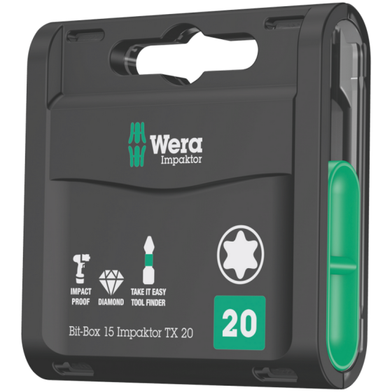 Набор ударных бит TX Wera Bit-Box Impaktor TX20 15шт с алмазным покрытием 05057772001 Одесса