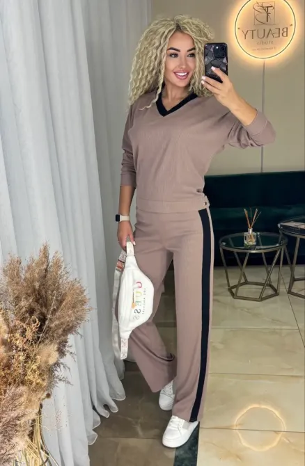 Жіночий костюм з рубчику з брюками палаццо Одеса - фото 5