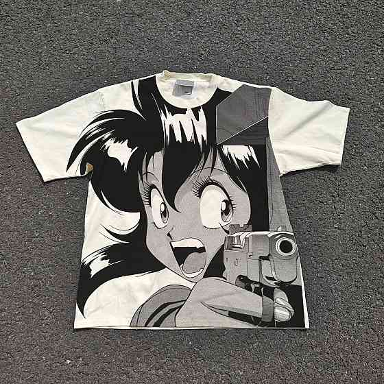 Футболка чоловіча з принтом аніме Аніме Гунсмітх Катс Раллй манга оверсайз (S/M/L) Черний Дніпро