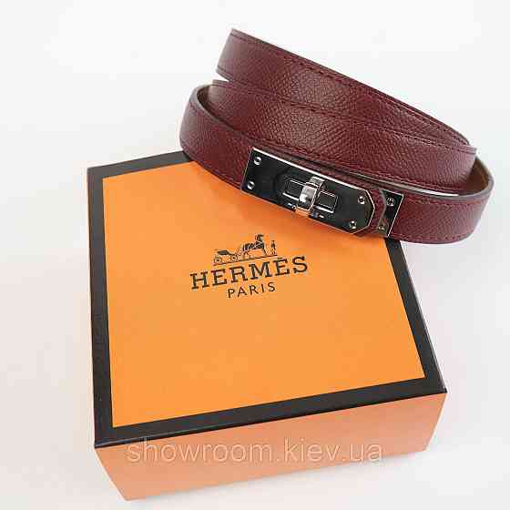 Жіночий ремінь шкіряний Hermes Гермес (280-2) бордовий Київ