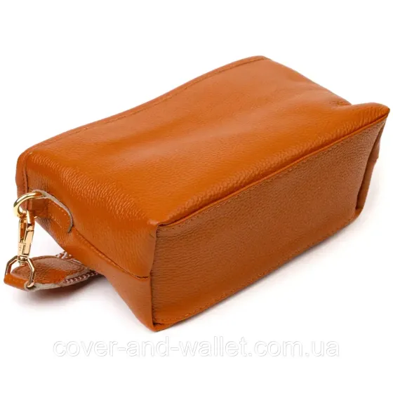 Женская наплечная сумка в оранжевом цвете из натуральной кожи Leather Collection Киев