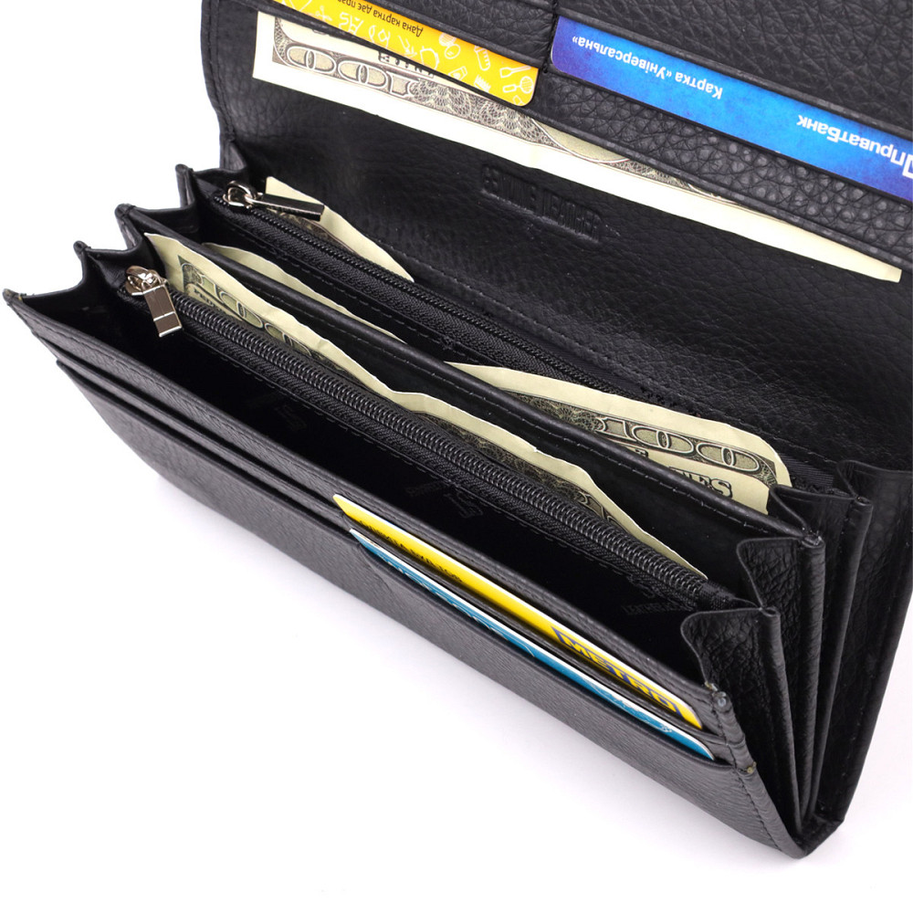 Місткий гаманець для жінок із натуральної шкіри ST Leather 23097 Чорний Київ - фото 7