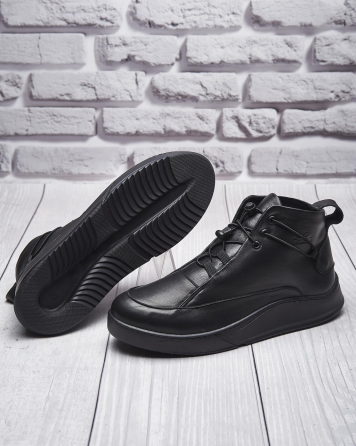 Чоловічі стильні черевики з натуральної шкіри ДЕМИ 999 черная кожа байка Харків