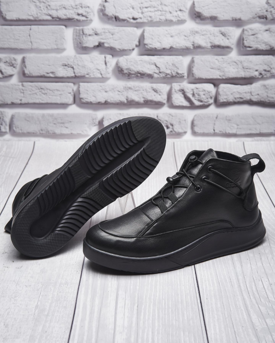 Чоловічі стильні черевики з натуральної шкіри ДЕМИ 999 черная кожа байка Харків - фото 5