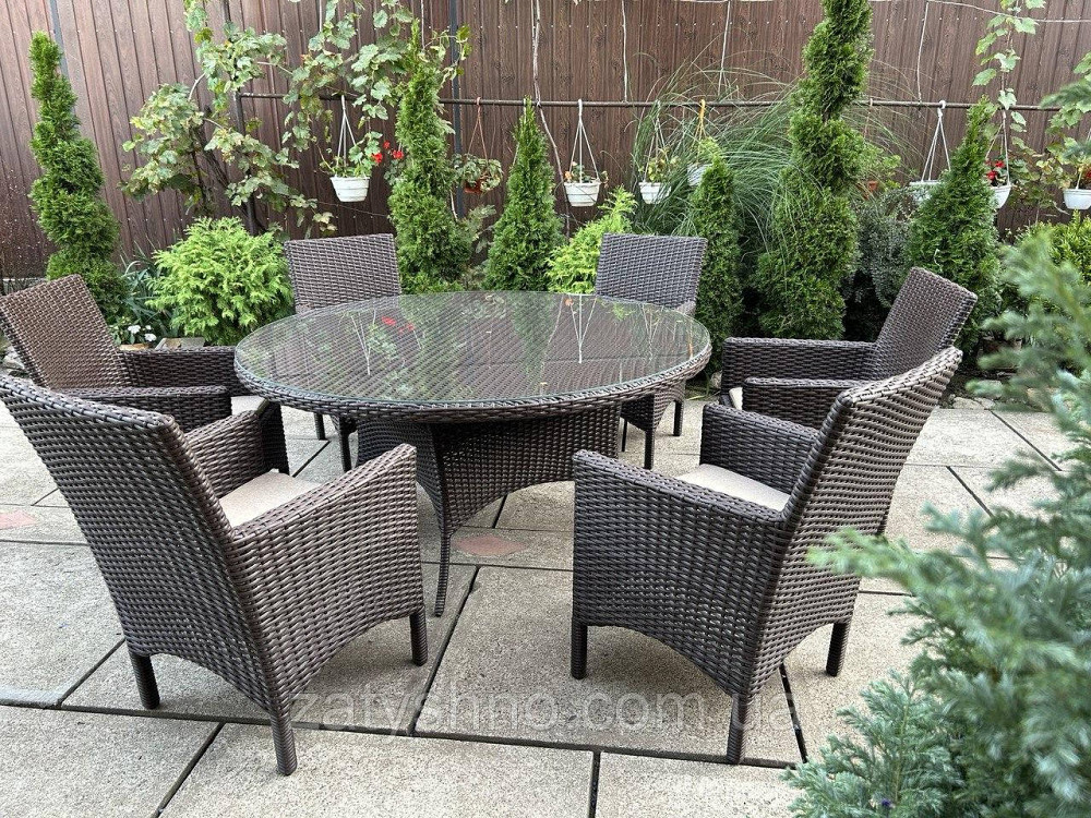 Ротангові меблі вуличні на 6 чоловік коричневі Київ - фото 6