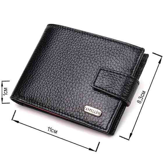 Компактное портмоне для мужчин в комбинации двух цветов из натуральной кожи CANPELLINI 21749 Черное Киев