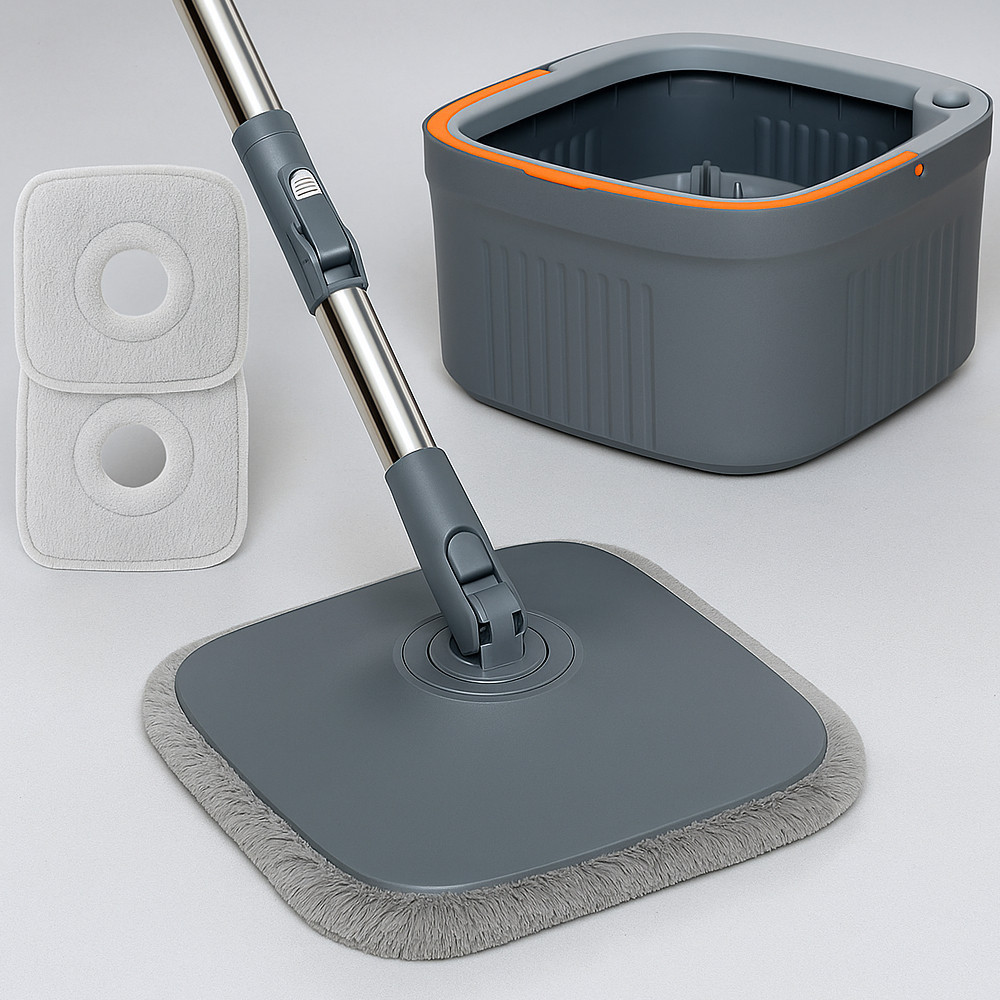 Швабра с отжимом и ведро 5,8 л + 2 насадки / Швабра с самоотжимом / Швабра лентяйка Киев - изображение 1