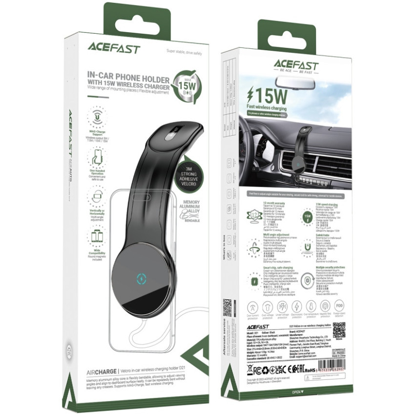 Автомобільне кріплення для смартфона D21 Magnetic wireless (на панель) Velcro Acefast Винница - изображение 6