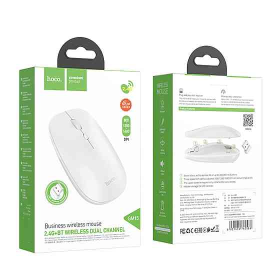 Миша Hoco GM15 Art dual-mode business wireless mouse White (6931474760586 ) Київ