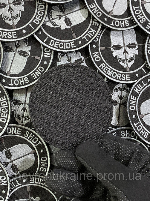Шеврон один постріл один труп (Форма коло. На липучці) Розмір 8см Київ - фото 6