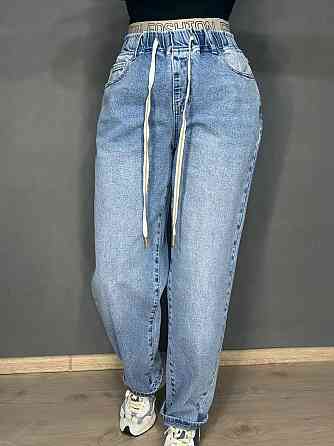 Джинси жіночі Liana 1-055 MOM з резинкою на талії великі розміри блакитні, блакитний, 4О, 40, 105 см, 130 см Київ