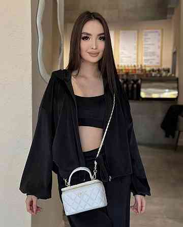 Женский стильный повседневный костюм тройка (кофта+штаны+топ) велюр спорт Черный, 46/48 Одесса