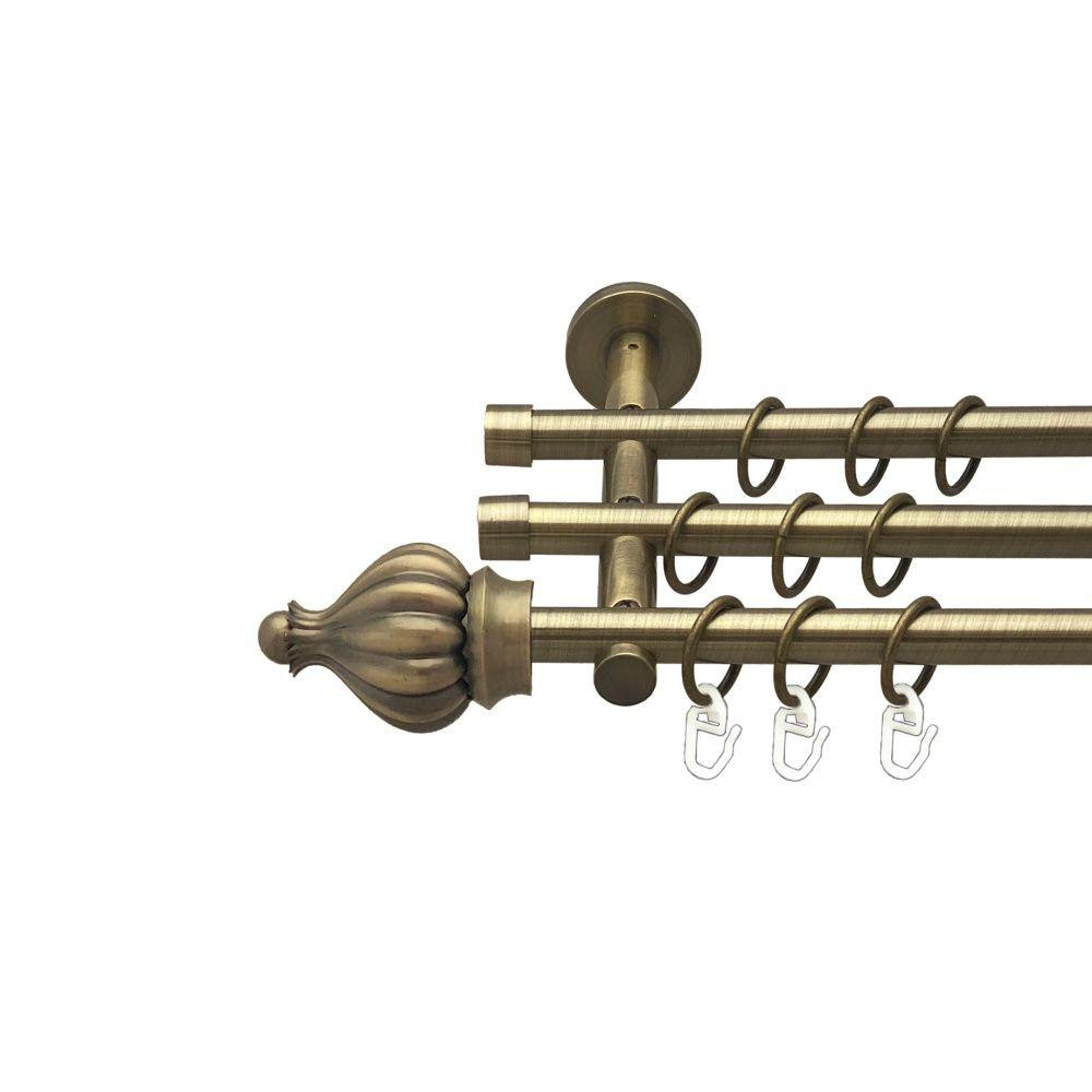 Карниз Orvit Таджа металевий трирядний циліндр (20 см) гладка труба кільце металеве Антик 16\16\16 мм 200 см (00-00017100) Львів - фото 1