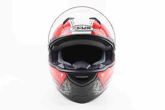 Шолом інтеграл, закритий ZS-811 Solid M, ЧЕРВОНИЙ глянець з білим малюнком Киев