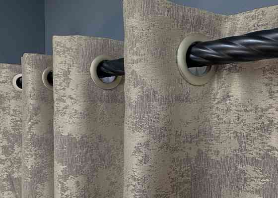 Комплект штор на люверсах VR-Textil Жакард Sultan XO № 1144ш кавово-сірий 150х250 см 2 шт (37-0158) Київ