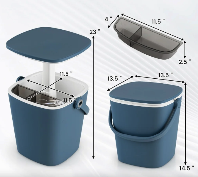 Стіл-холодильник Costway Gobar 3-в-1 з підйомною кришкою 15L синій Киев - изображение 2